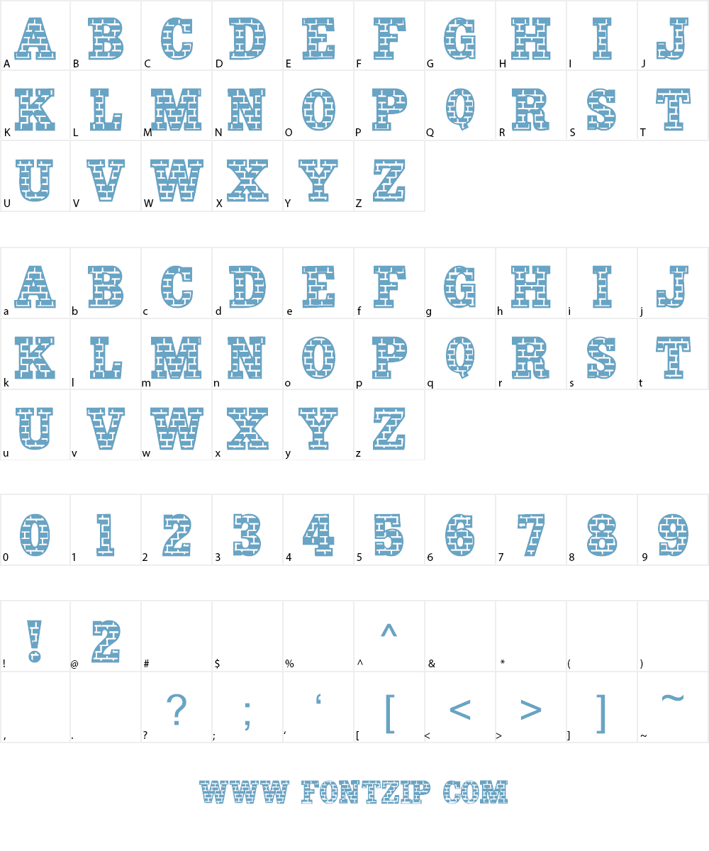 101! Brick Layer Font Character